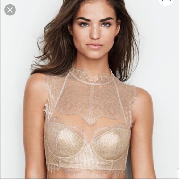 Victoria’s Secret Dream Angels Lined Demi metallic lace and mesh bra - Picture 1 of 8